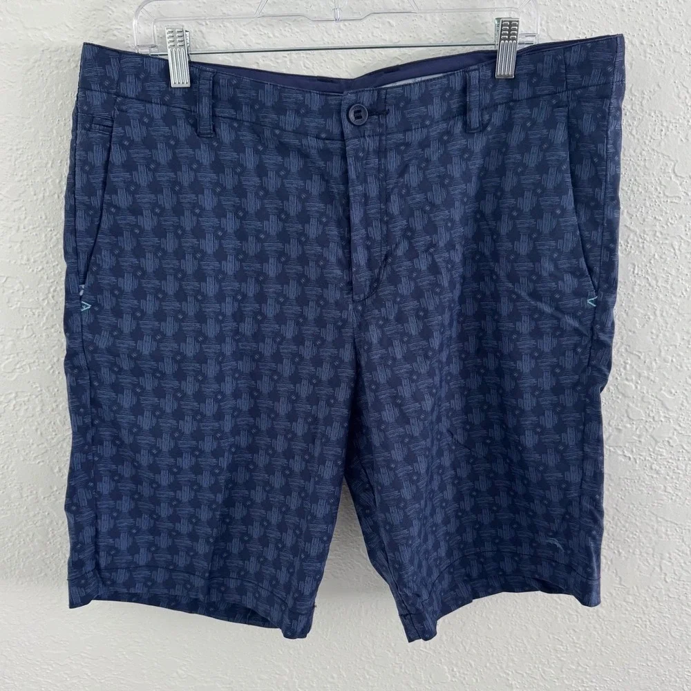 Tommy Bahama Shorts Men's 36 Tech & Caicos Navy Pattern Golf Performance Shorts